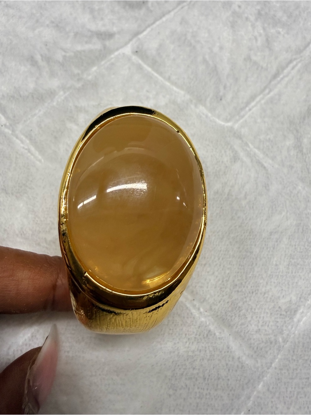 Gold-Tone Bracelet with Amber-Colored Cabochon